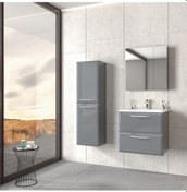 Resim Orka Nuvola 65 Cm Mdf Parlak Gri Banyo Dolabı Takımı Ve Boy Dolab 