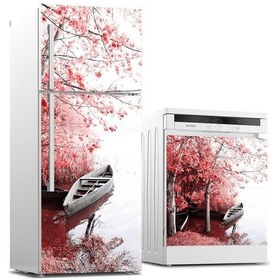 Resim Buzdolabı Ve Bulaşık Makinası Beyaz Eşya Sticker Kaplama Çiçekler (540887604) 