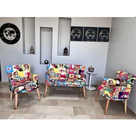Resim Azra Mobilya Çay Seti Koltuk Takımı - Cafe - Balkon - Bahçe - Ofis Mobilyası - Oturma Grubu Karışık Renkli 