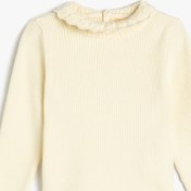 Resim Kız Bebek Basic Sweatshirt Dik İşlemeli Yaka Arkadan Düğmeli Uzun Kollu 