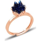 Resim Gümüş Lotus Çiçeği Modeli Safir Renkli Taşlı Ayarlamalı Yüzük 