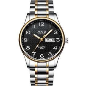 Resim Hanyang Altın Siyah Bosck Takvim Erkek Saatleri Iş Takvimisu Geçirmez Aydınlık Numara Kuvars Bilek Saatleri ve Saatler Relogio Masculino (Yurt Dışından) 