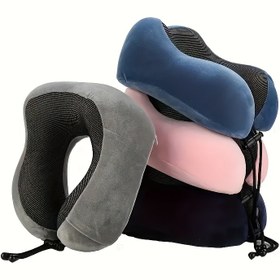 Resim 1 adet U-Şekilli Seyahat Yastığı, Orta Yumuşak Hafif Boyun Destek, Uçak ve Ev Uykusu için Taşınabilir, %100 Polyester Kılıf, Sadece Kuru Temizleme, 180-200 g/m² - Siyah 