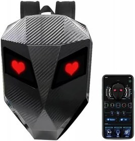 Resim Led Motosiklet Binicilik Sırt Çantası, Büyük Kapasiteli Programlanabilir Karbon Fiber Doku Tasarımı Motosiklet ve Diğer Senaryolar Seyahat İçin 
