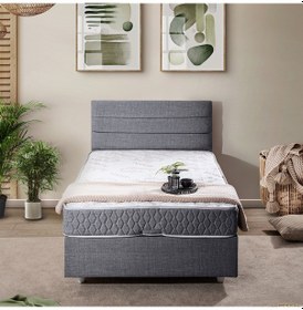 Resim Sofia Tek Kişilik Baza Başlık Comfort Yatak Seti Gri 90 x 190 