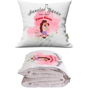 Resim Anneler Günü Hediyesi Tv Battaniyeli Opsiyonel Dekoratif Yastık Kırlent Çok Renkli 