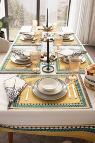 Resim Safran Luxe, Duck Keten Runner, Premium Seri Kaymaz Runner 45x140 