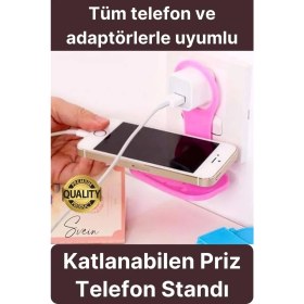 Resim Pratik Priz Telefon Tutucu Şarj Askısı Standı Dekoratif Katlanır Plastik Adaptör Kablo Düzenleyici 