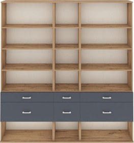 Resim Arges Dolap 12 Raflı 6 Çekmeceli 220x30x243 Çam-çam/antrasit Atlas Çam/antrasıt 