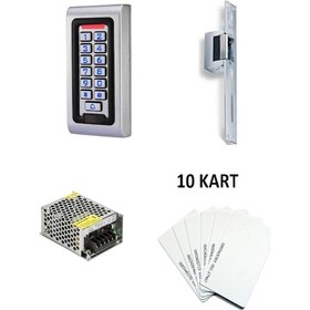 Resim Electrimax P110 Şifreli Elektrikli Bas Aç Kapı Kilidi + 10 Kart 