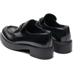Resim Globalux Prd Women's Brushed Leather Loafers - Kadın Klasik Günlük Loafer Casual Ayakkabı Prada - Deri casual loafer 