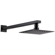 Resim Fause Ankastre Duş Başlığı Borulu Kare Slim Metal 20 X 20 Cm Siyah 