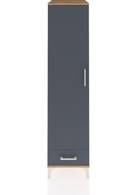 Resim Kronos Dolap 4 Raflı Tek Çekmeceli Tek Kapaklı 44x59x182 Çam-antrasit Atlas Çam 