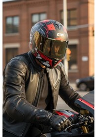 Resim Gıvı 50.x Wıld Mat Kırmızı 1 Renkli 1 Şeffaf Vizörlü Motosiklet Kask Gold Vizör + Şeffaf 