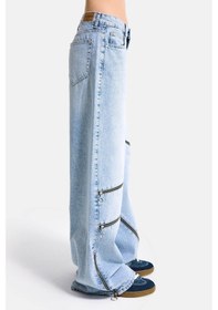 Resim Itsbasic Kadın Ice 4s6-3 Süper Baggy Fit Özel Tasarım Denim Jean Buz Mavi 