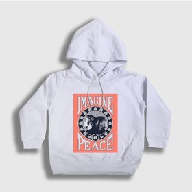 Resim Presmono Unisex Çocuk Peace Beatles John Lennon Kapüşonlu Sweatshirt Beyaz 