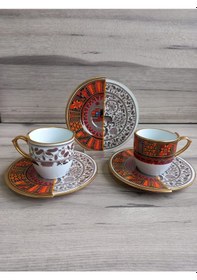 Resim River World 4 Parça 2 Kişilik Porselen Türk Kahvesi Fincan Takımı Wns Serisi Çok Renkli 