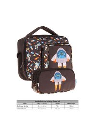 Resim Kaukko Kids Erkek Çocuk Siyah Roket Baskılı Üç Bölmeli Thermo Beslenme Çantası Ve Kalemlik Seti L7264+l8264 Siyah 