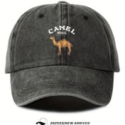 Resim Unisex Harfli Deve Baskılı Beyzbol Şapkası, Erkek ve Kadınlar için Ayarlanabilir Outdoor Duckbill Şapka, Günlük İşe Gidiş-Geliş, Casual Alışveriş ve Seyahat Stili İçin Uygun 