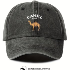 Resim Unisex Harfli Deve Baskılı Beyzbol Şapkası, Erkek ve Kadınlar için Ayarlanabilir Outdoor Duckbill Şapka, Günlük İşe Gidiş-Geliş, Casual Alışveriş ve Seyahat Stili İçin Uygun 