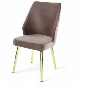 Resim Puffy Sandalye - Babyface Kapuçino Kumaş - Metal Gold Ayak 