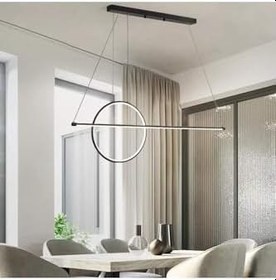 Resim Fer Avize Jaba Modern Tasarım Siyah Renk Beyaz Ledli Cafe - Mutfak - Salon 2 Li Led Avize 