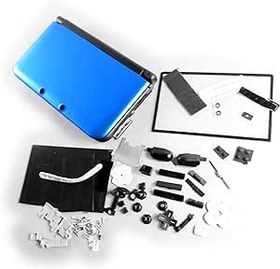 Resim Özel 3DS XL Kendin Yap Muhafaza Kılıfı Kabukları Tam Set Mavi Değiştirme, 3DSLL 3DSXL LL El Oyun Konsolu için, Yeni Komple Dış Muhafaza Kapak Plakaları + Düğmeler/Vidalar/Pedler/Fişler/Ayna 