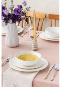 Resim Istanbul Porselen Feda 18 Parça 6 Kişilik Yemek Takımı Gold 