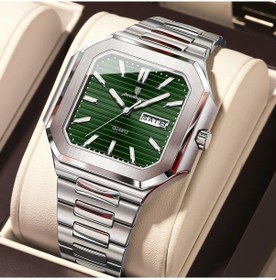 Resim Fochsia Poedagar Erkek Şık Çok Yönlü Kuvars Saat 672 Gümüş Yeşil Suya Dayanıklı Tarih İşlevli. Diğer 