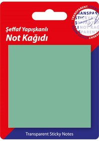 Resim Şeffaf Post-it Yapışkanlı Not Kağıdı YEŞİL 76x76 Mm. 50 Yaprak 