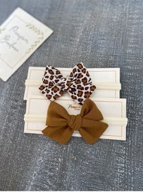 Resim pempem bandana Kız Bebek 2li Keten Fiyonk Sac Bandi 