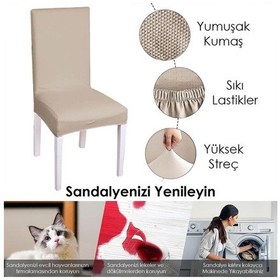 Resim Balpeteği Desen Likra Kumaşlı Tüylenmez Yikanabilir Sandalye Örtüsü Sandalye Kılıfı Yeni Model Tekli Vizon 
