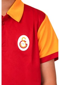 Resim Galatasaray Lisanslı 5 Yıldız Polo Yaka Çocuk Forma T-shirt Sarı - Kırmızı 