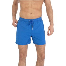 Resim Saks Büyük Beden Su İtici Özellikli Düz Renk Basic Erkek Plaj Deniz Şort Mayo - 2204-saks 001 