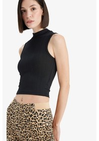 Resim Defacto Slim Fit Dar Kesim Yarım Balıkçı Yaka Fitilli Kaşkorse Atlet C7703ax25spbk81 Siyah 