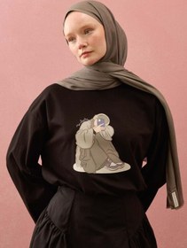 Resim Ceylan Otantik Siyah Kız Baskılı Basic Body 