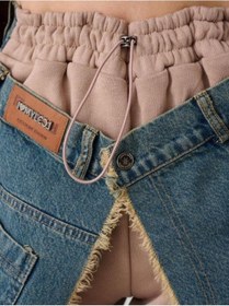 Resim Zekids Kız Çocuk Kışlık Denim Garnilli 3 İplik Tasarım Pantolon-14776 Camel 
