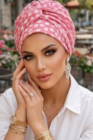 Resim Aişe tesettür Pudra Çiçek Desen Burgu Detaylı Bone 