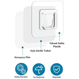 Resim Tp Buğz Yumurcak Shop® Eşya Sabitleme Askısı 10 Çift Şeffaf Çift Taraflı Yapışkanlı Geçmeli Klips 