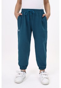 Resim Toontoy Kids Toontoy Erkek Çocuk Baskılı Beli Paçası Lastikli Cepli Basic Jogger Eşofman Altı - 2 İplik Petrol Mavi 
