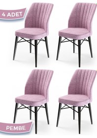 Resim Canisa Concept Canisa Flex Serisi Gürgen Ayaklı 1.sınıf Sandalye , 4 Adet , Pembe , Ayaklar Siyah Sandalyeler Pembe Ayaklar Siyah 