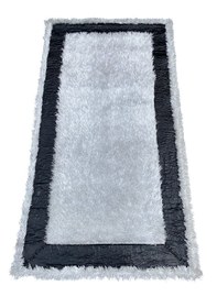 Resim Saray Halı Simli Deri 100x200 Dekoratif Ofis Halısı Gri Siyah Beyaz Gri Siyah 