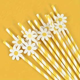 Resim 10 adet Papatya Çiçeği Kağıt Pipet Tek Kullanımlık Pipetler Papatya Festivali Doğum Günü Parti Süsleri Paskalya hediyesi Paskalya Hediyesi 
