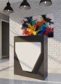 Resim Resital Ledli Karşılama Bankosu G-90 Cm Ofis Kasa Resepsiyon Masası Banko-001-4-1 