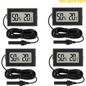 Resim 1/2/4 adet Sıcaklık Ölçerli Mini Dijital Termometre ve Nem Ölçer, Sıcaklık Ölçerli, Sol ve Sağ LCD Ekran Göstergesi, Yılan Kutusu, Kavanoz, Gitar Kutusu, Seracılık, Bahçe, Kiler, Buzdolabı, Dolap için Uygun 