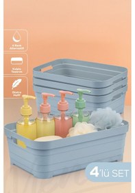 Resim Vienev 4'lü 8,2 Litre Saklama Kutusu Mavi Mavi 