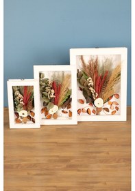 Resim Yapay Çiçek Deposu Dekoratif Çiçekli Çerçeve Tablo 3lü Set Kod:109 