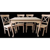Resim Bengimobilya Masa -Sandalye Takımı Model 9Göz Kayın Torna Retro Parlak Beyaz S (392840606) 