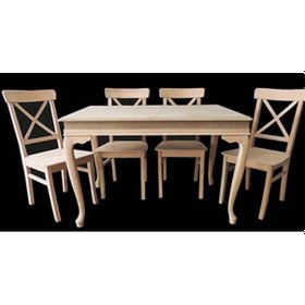 Resim Bengimobilya Masa -Sandalye Takımı Model 9Göz Kayın Torna Retro Parlak Beyaz S (392840606) 