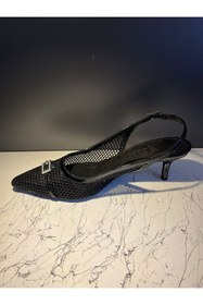 Resim VEYİS USTA ARKASI AÇIK KISA TOPUK FİLE STİLETTO 6 CM TPK BOYU 